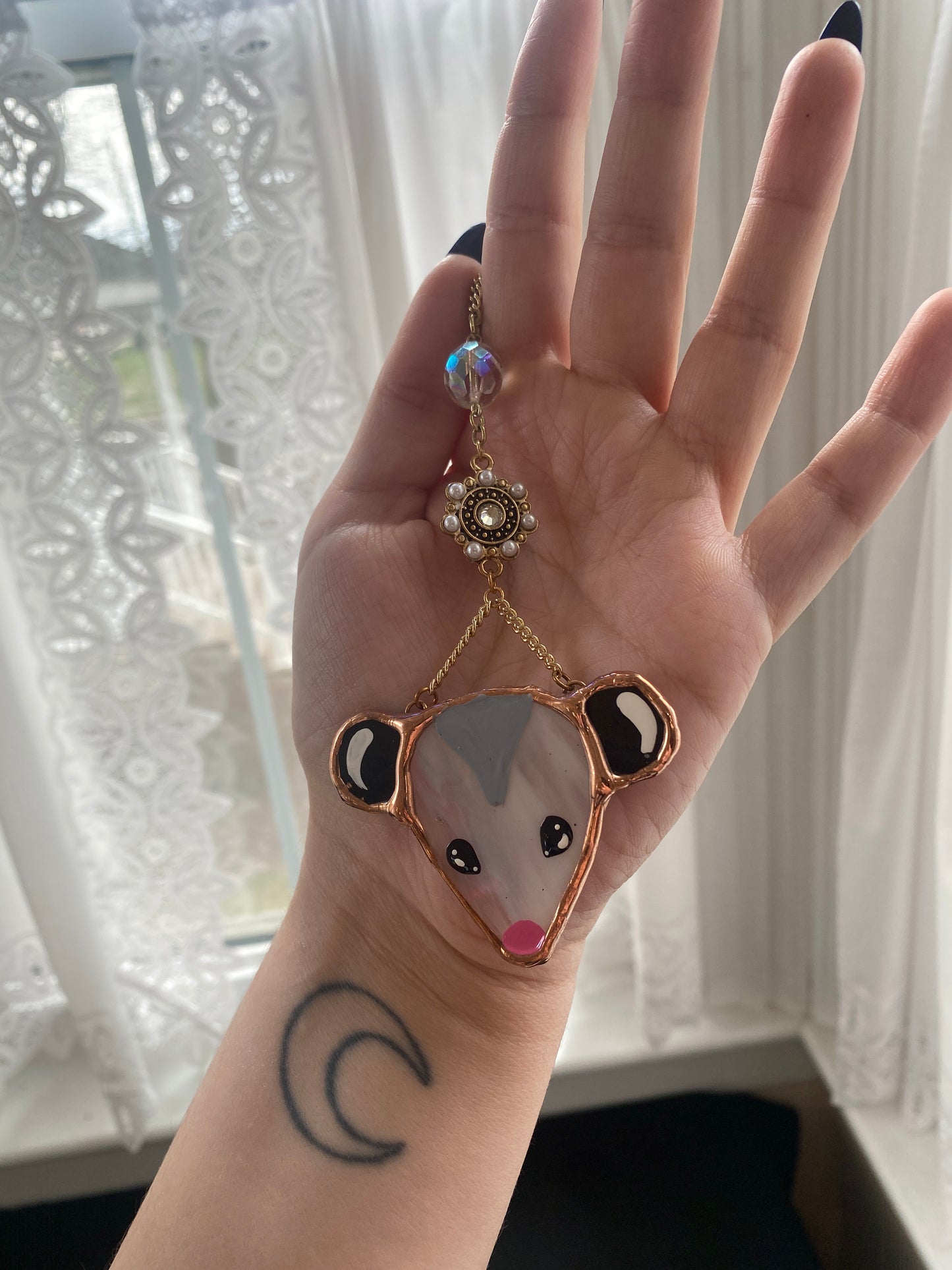 Golden Opossum Stained Glass Charm