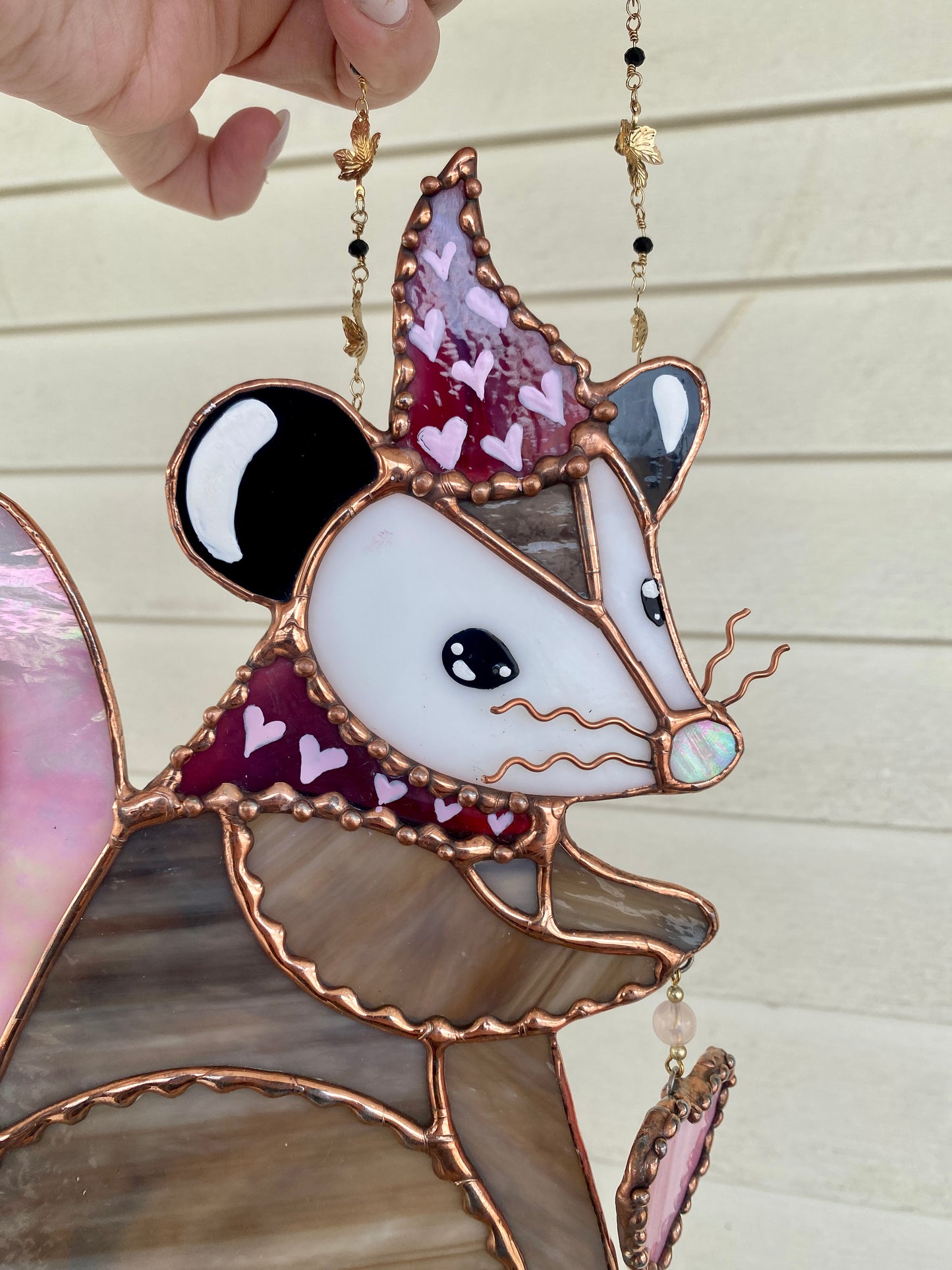 Lovely Wizard Opossum Stained Glass Suncatcher