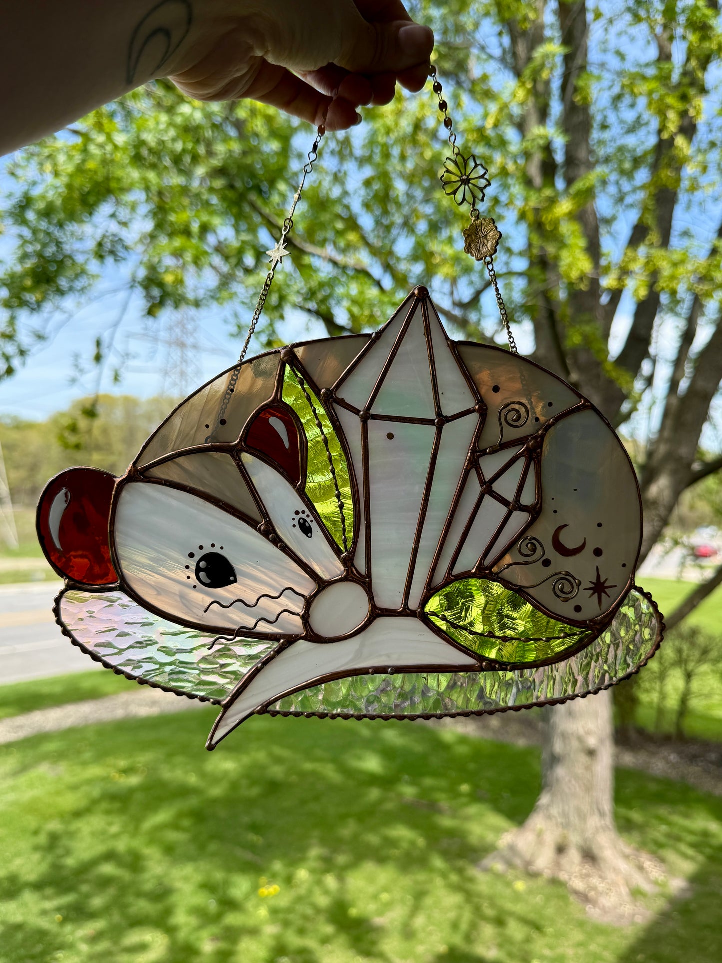Crystal Guardian Opossum Stained Glass