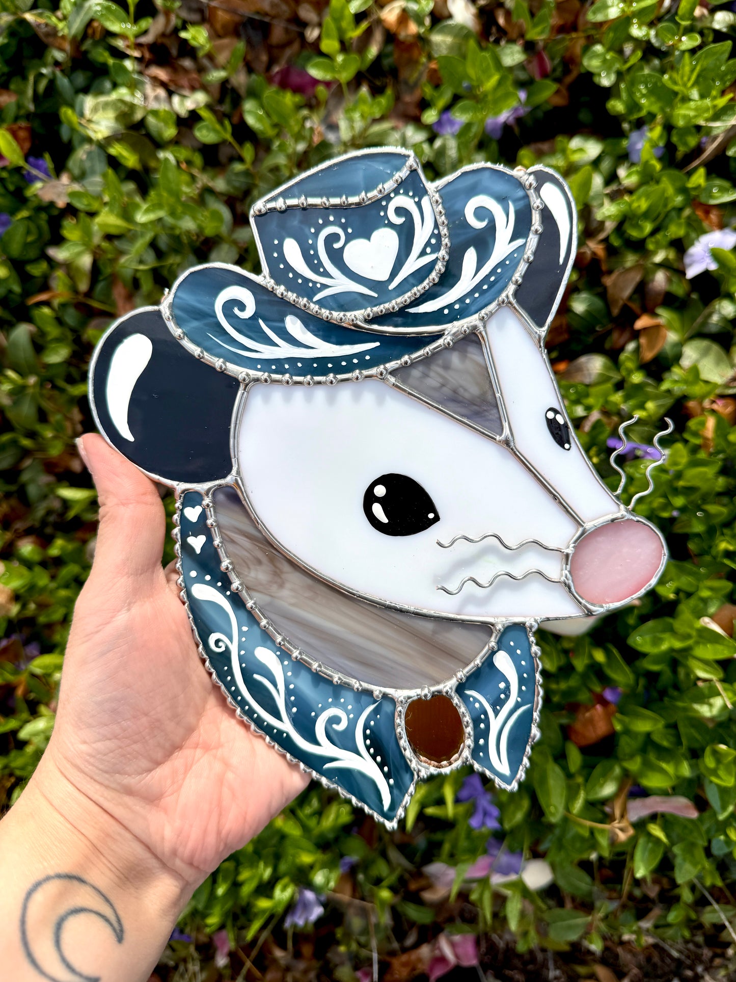 Blue Jean Baby Stained Glass Opossum