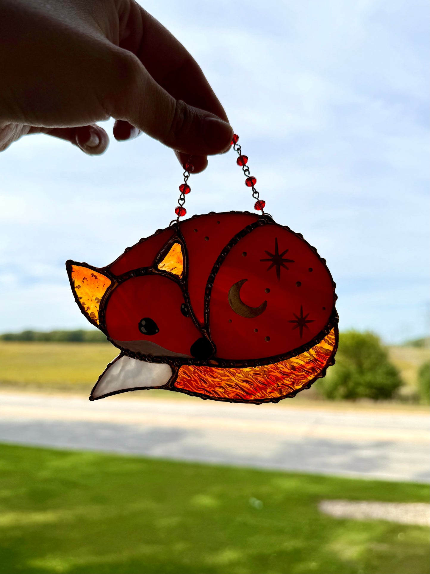 Fire Fox Mini Stained Glass Suncatcher