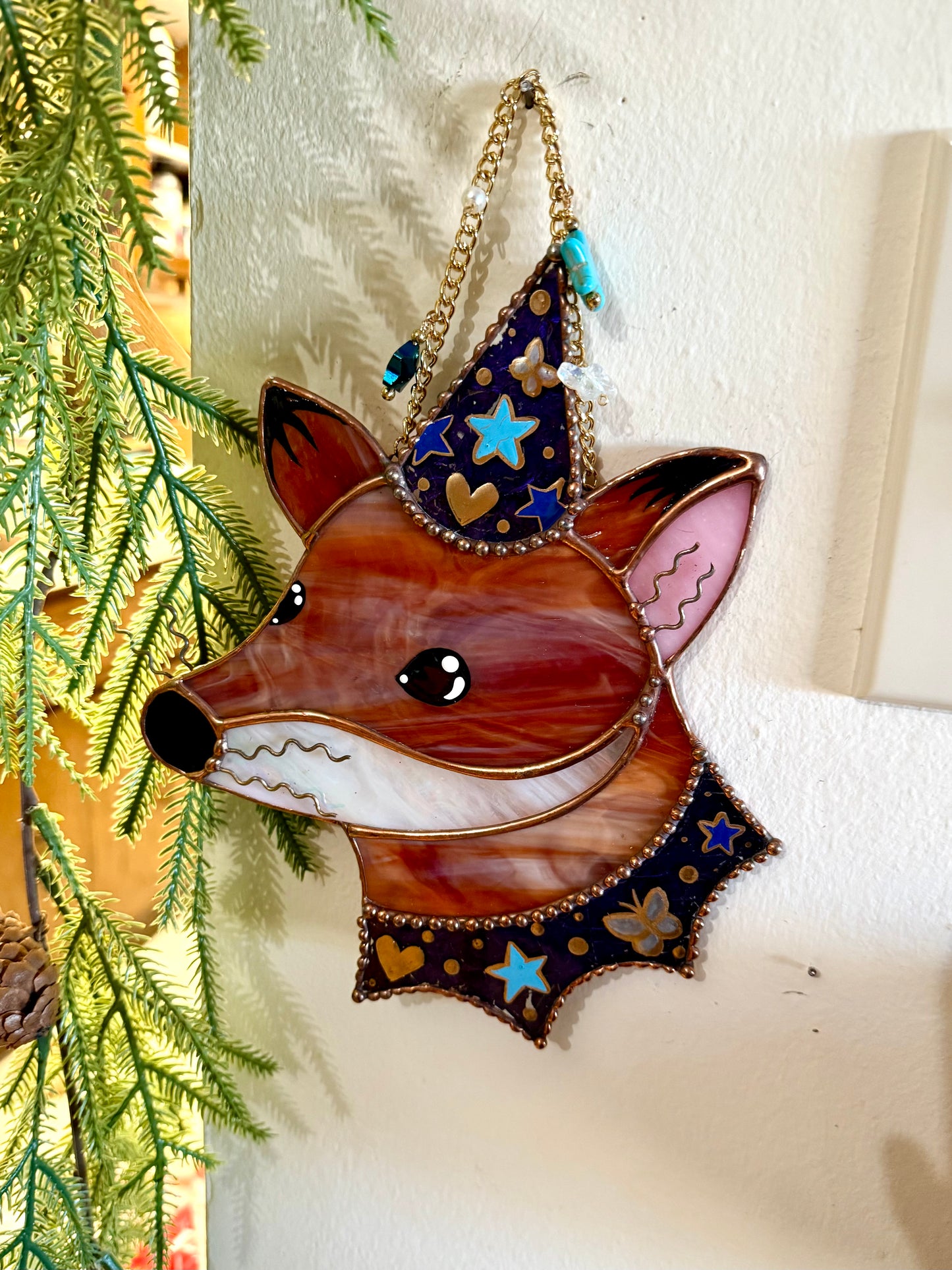 Trinket the Fox Stained Glass Suncatcher
