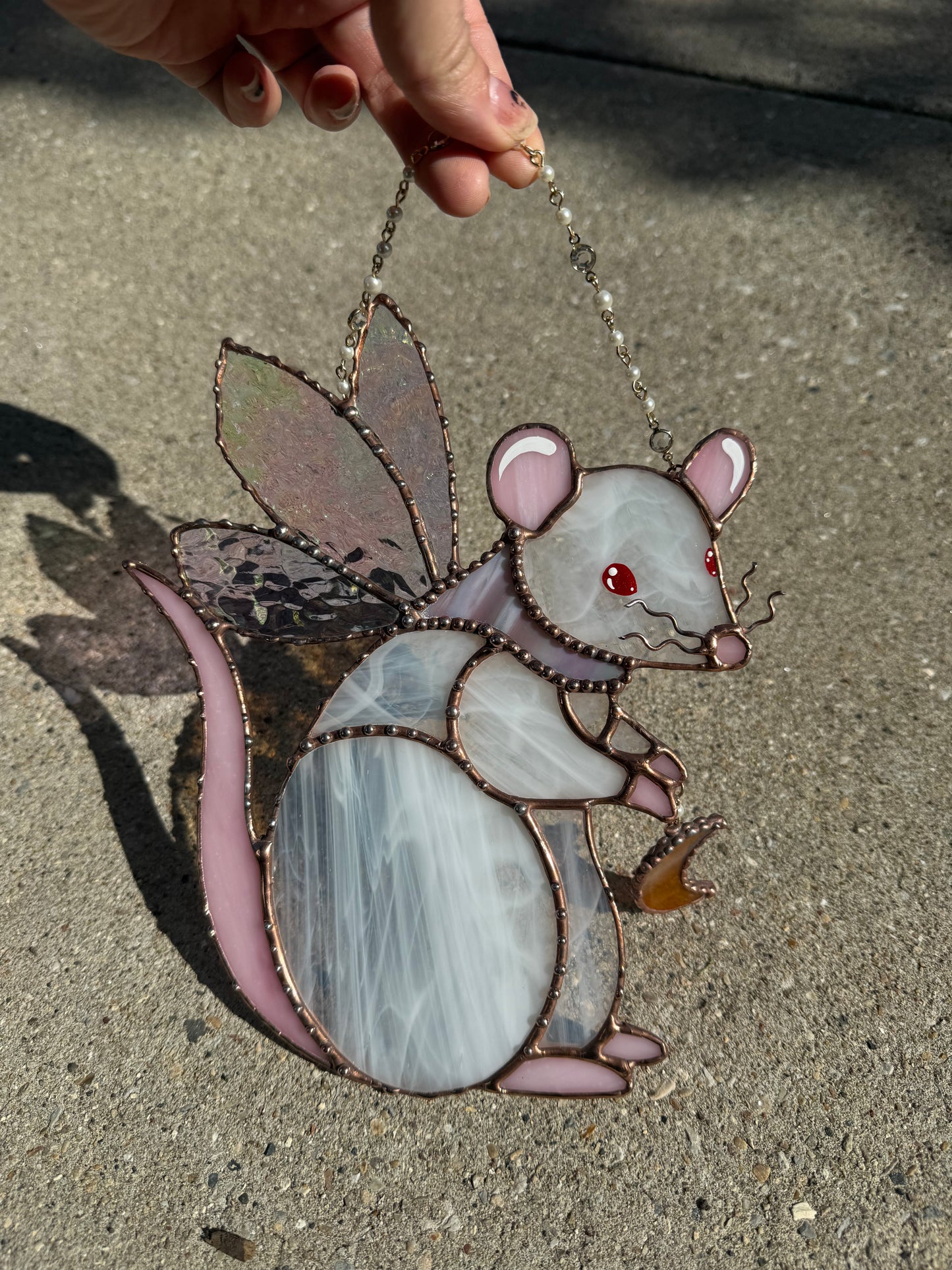 White Fairy Rat Stained Glass