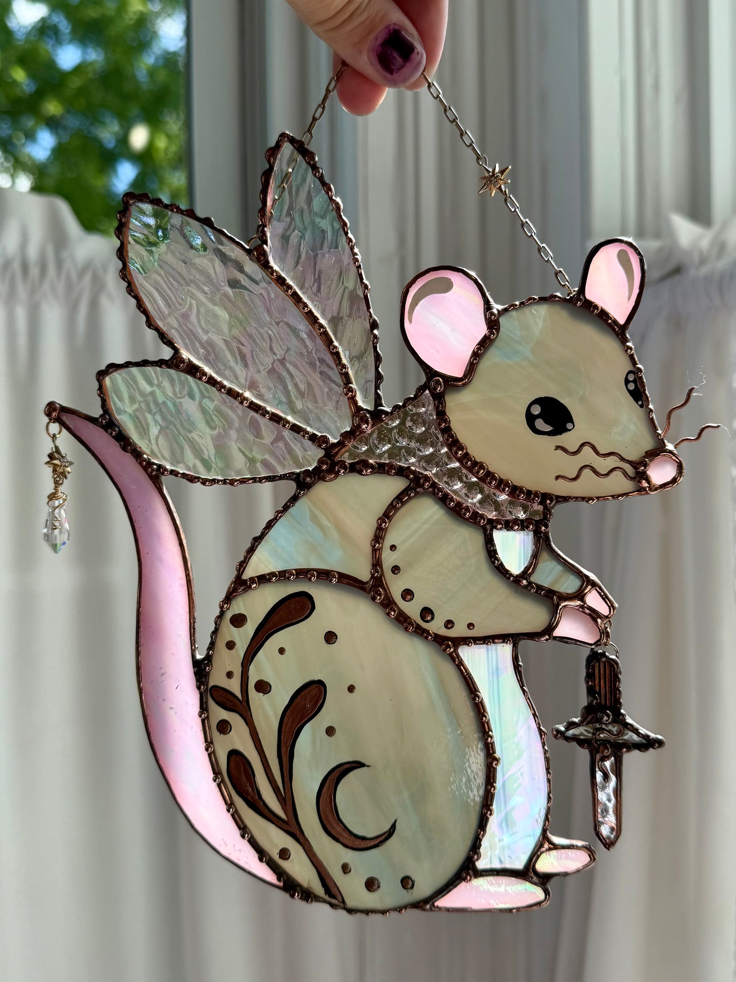 Medieval Fairy Rat Stained Glass Suncatcher