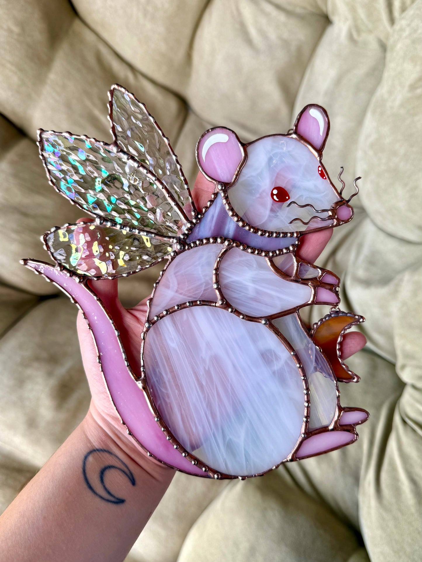 White Fairy Rat Stained Glass