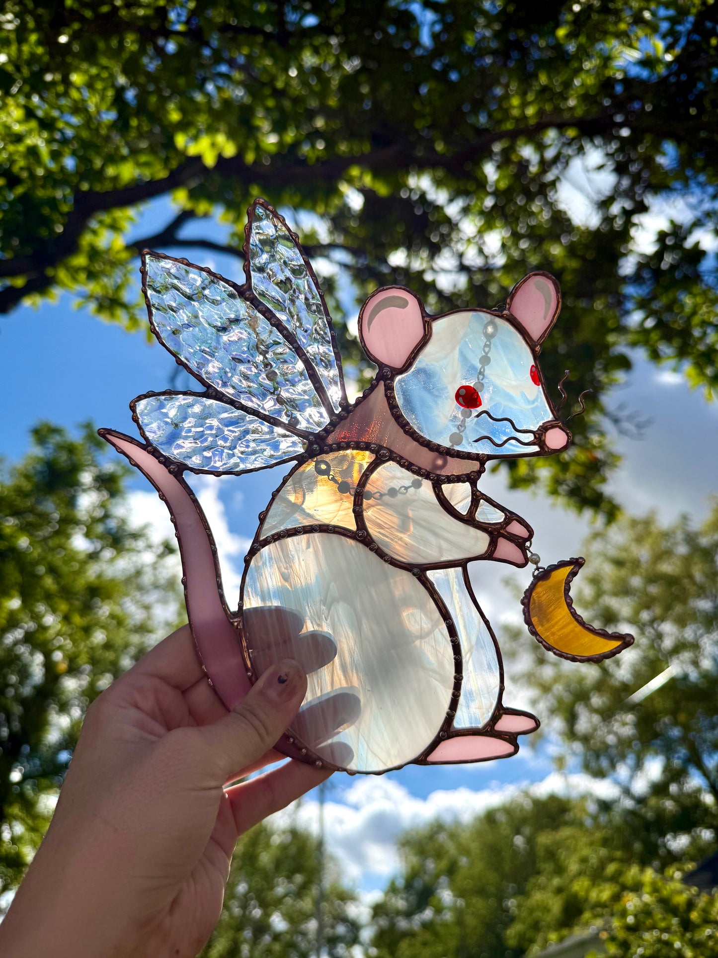 White Fairy Rat Stained Glass