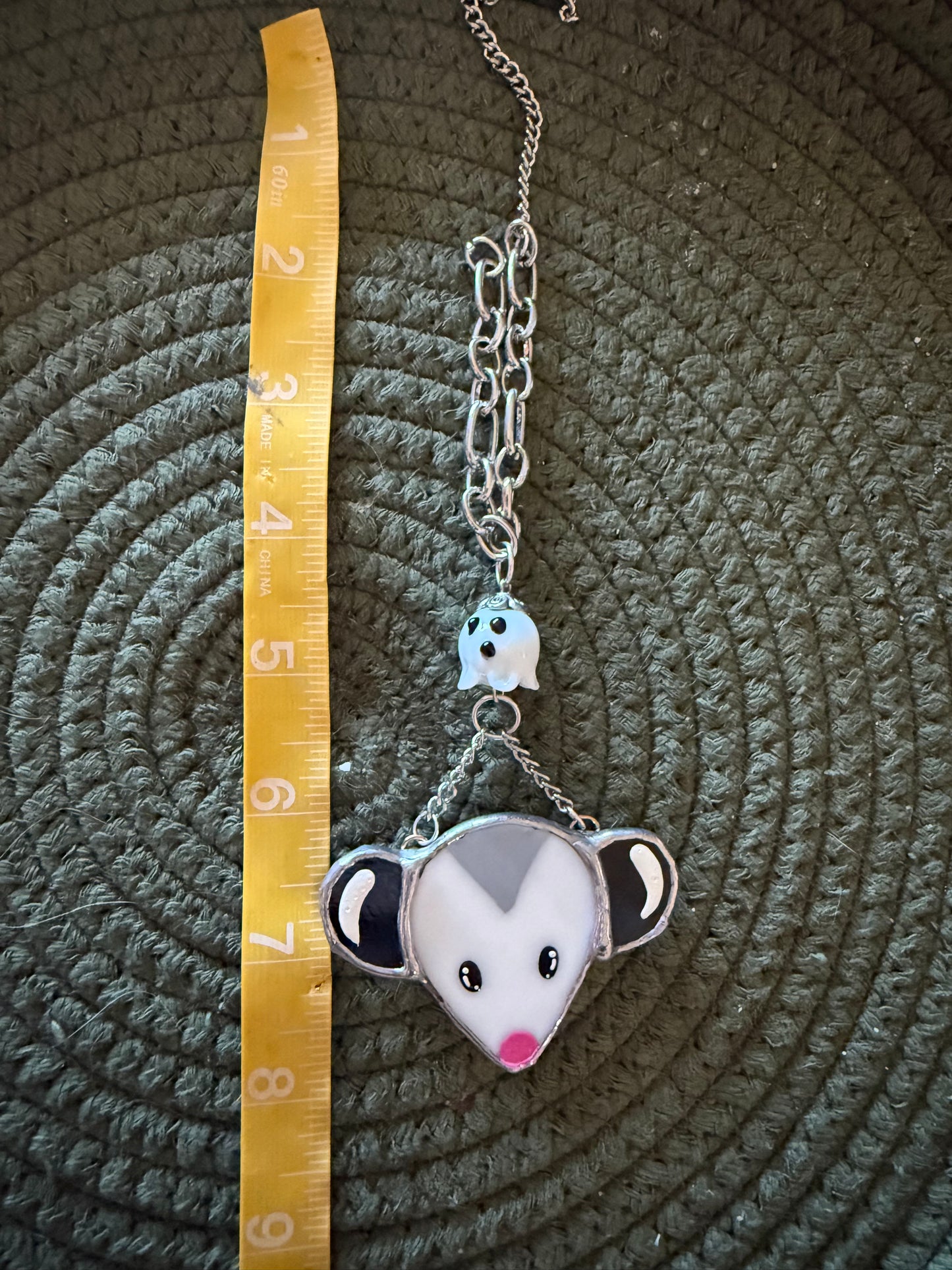 Silver Ghost Opossum Car Charm