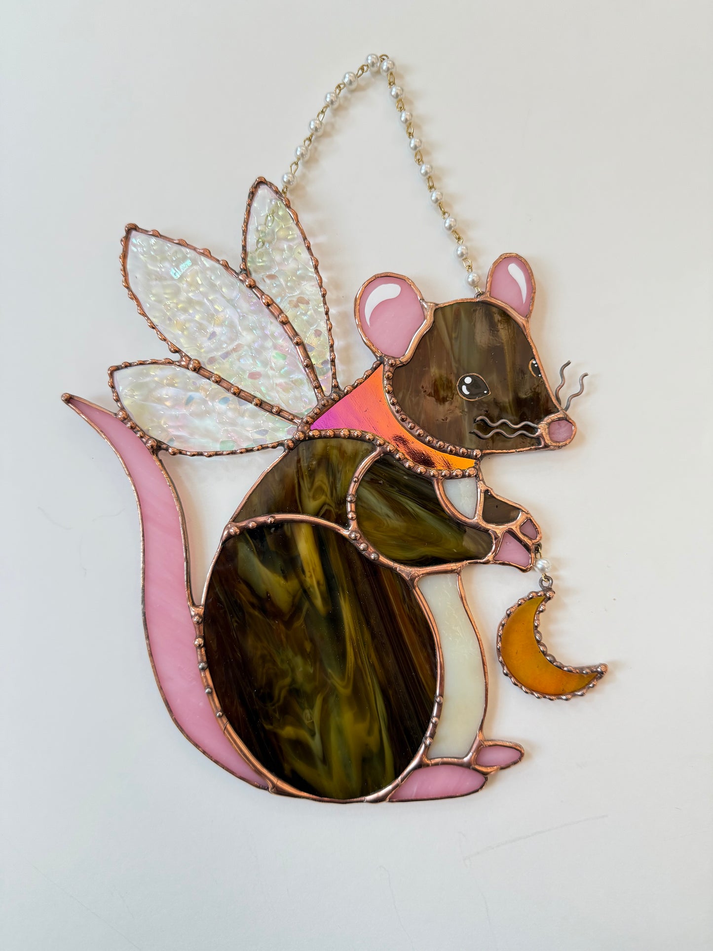 Dichroic Fairy Rat Stained Glass Suncatcher