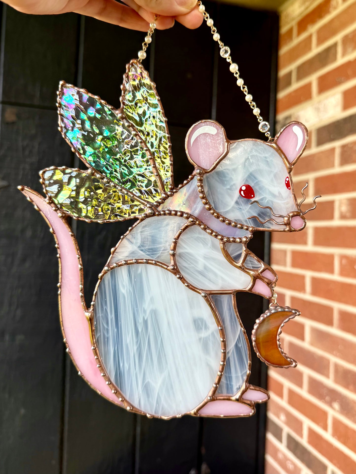 White Fairy Rat Stained Glass