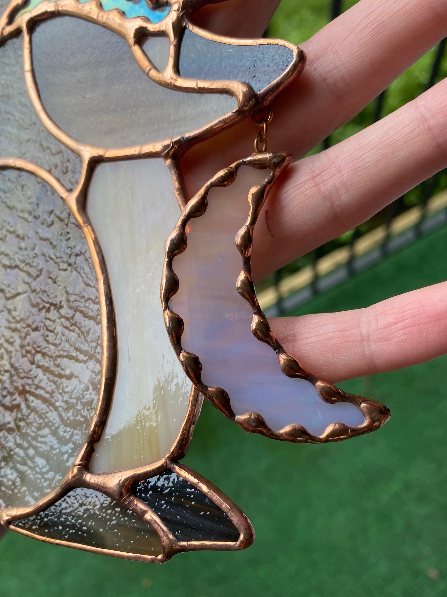 Moon Squirrel Wizard Stained Glass Suncatcher