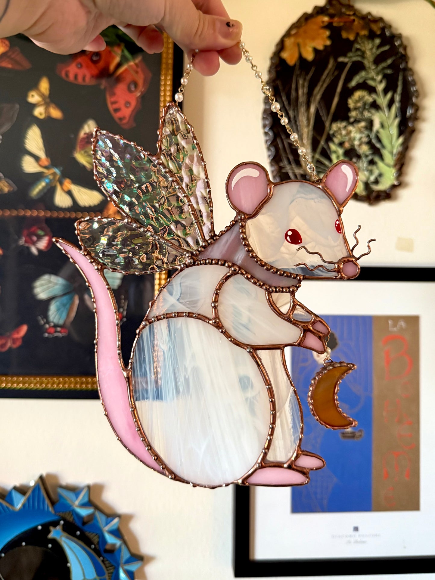 White Fairy Rat Stained Glass