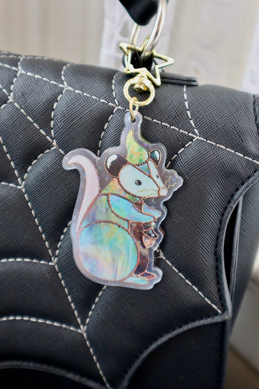 Wizard Opossum Holographic Acrylic Bag Charm