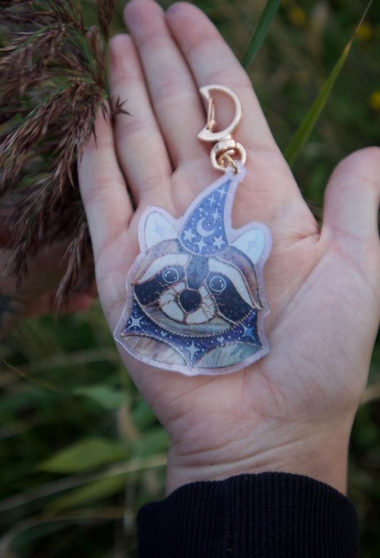 Wizard Raccoon Holographic Acrylic Bag Charm