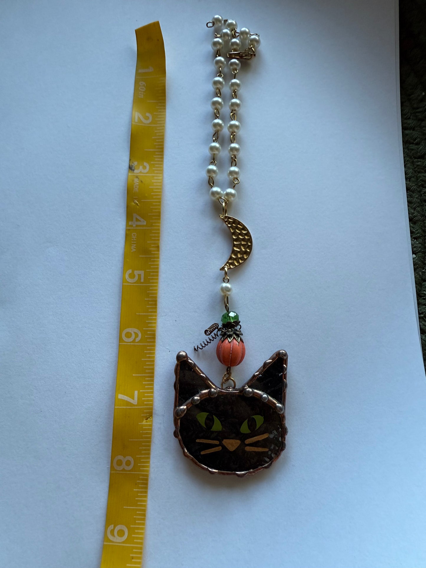 Black Cat and Pumpkin Moon Car Charm