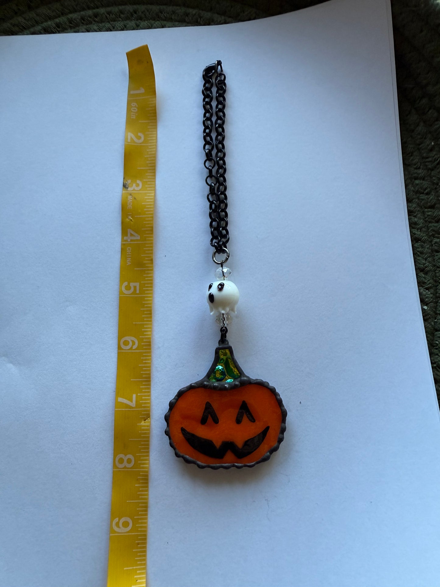 Jack-o’-lantern and Ghost Car Charm