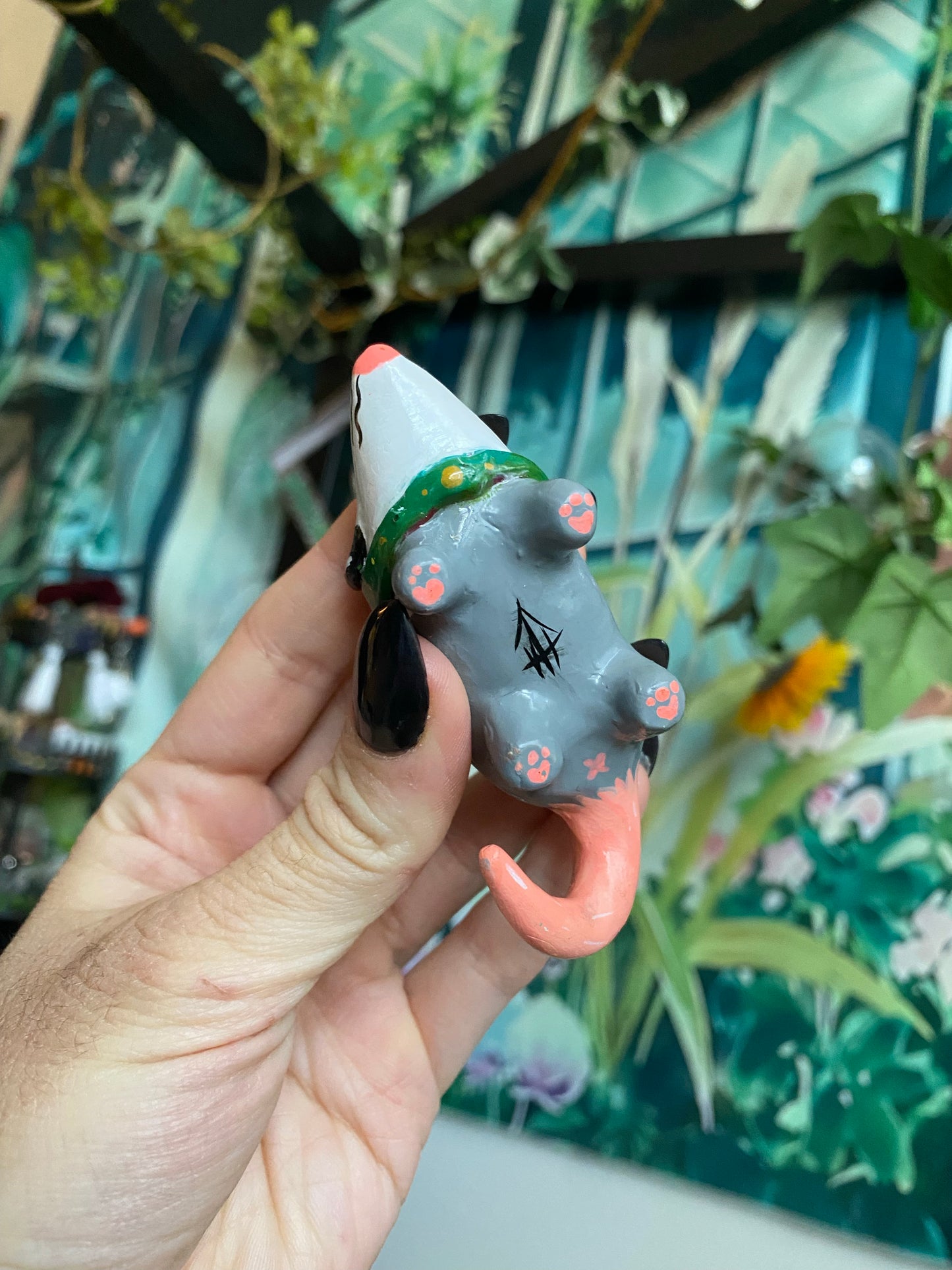 Big Opossum with Mushroom Sweater Figurine