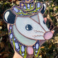 Lavender Cowboy Opossum Stained Glass Suncatcher