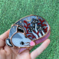 Black and Red Mushroom Opossum Stained Glass Suncatcher Ornament