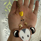 Yellow Heart Opossum Stained Glass Car Charm
