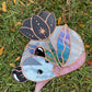 Purple Flower Opossum Stained Glass Suncatcher