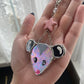 Light Pink Star Opossum Stained Glass Charm