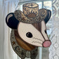 Mixed Metal Celestial Opossum Stained Glass Suncatcher