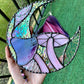 Spiderweb Mushroom Moon Stained Glass Suncatcher