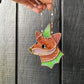 Green Wizard Fox Mini Stained Glass Suncatcher