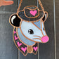 Mini Black and Pink Cowboy Opossum Stained Glass