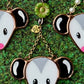 Green Flower Opossum Stained Glass Charm