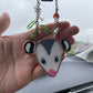 Forest Frenzy Opossum Stained Glass Car Charm
