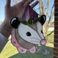 Pink Strawberry Opossum Stained Glass Suncatcher