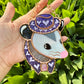 Mini Purple Cowboy Opossum Stained Glass Ornament
