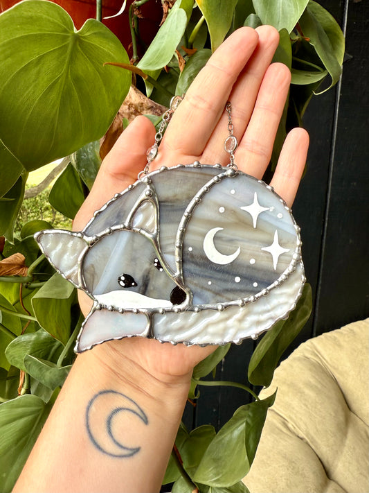 Ice Fox Mini Stained Glass Suncatcher