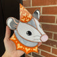 Orange Lovely Opossum Stained  Glass Suncatcher