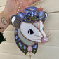 Lavender Cowboy Opossum Stained Glass Suncatcher