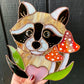 Mushroom Raccoon Stained Glass Suncatcher