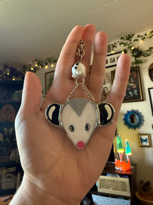 Silver Ghost Opossum Car Charm