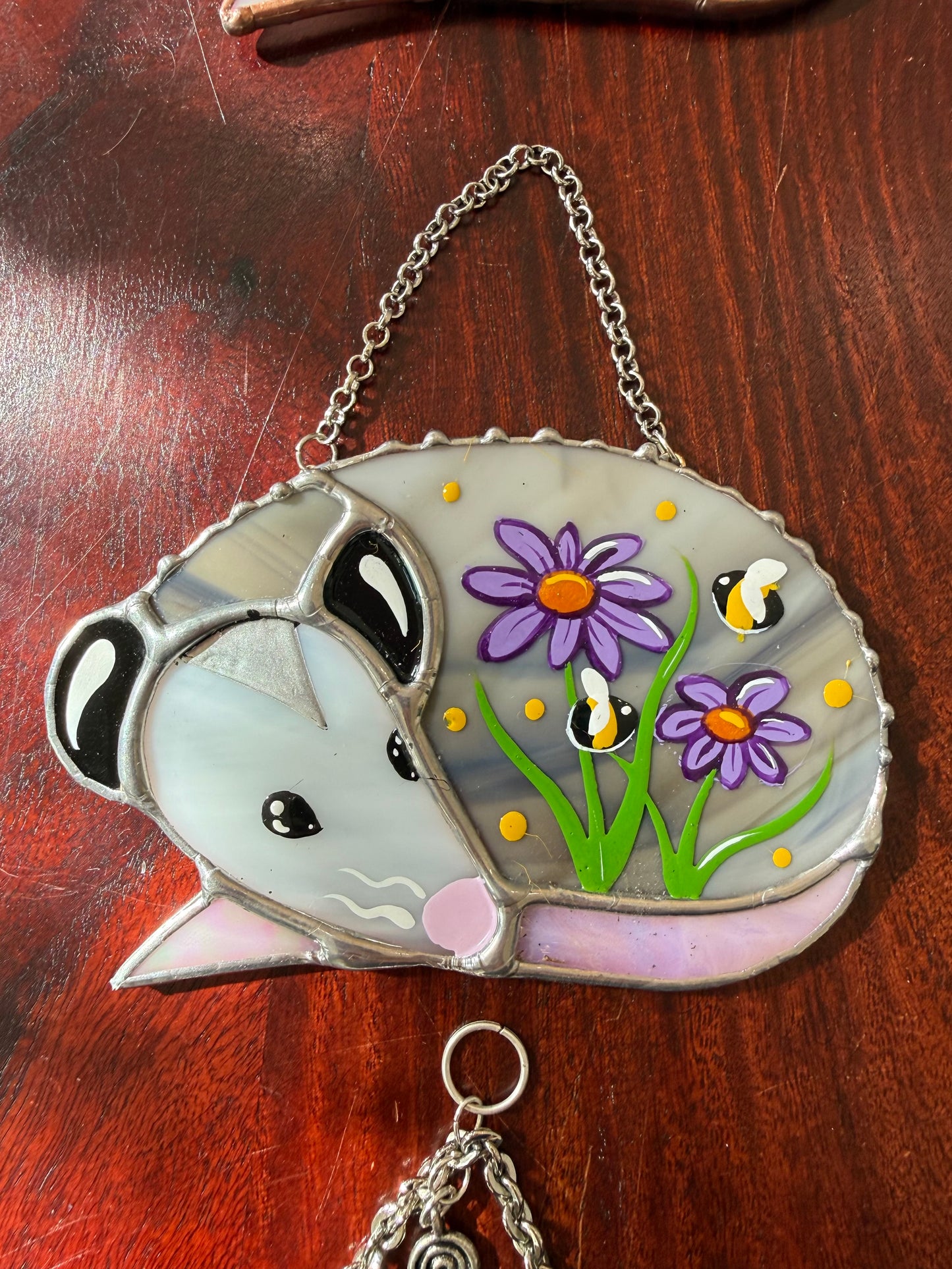 Sleepy Daisy Opossum Stained Glass Mini