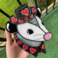 Red Heart Cowboy Opossum Stained Glass Suncatcher
