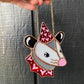 Red Lovely Opossum Mini Stained Glass Suncatcher
