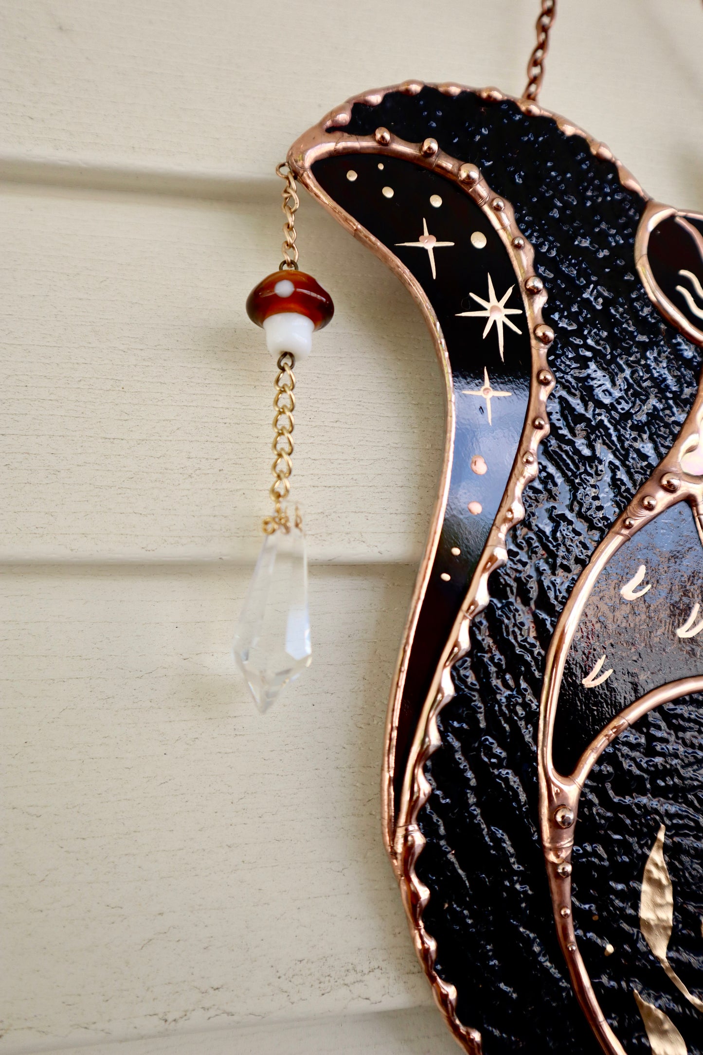 Moon Squirrel Wizard Stained Glass Suncatcher