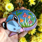 Sleepy Mushroom Bunch Opossum Mini Stained Glass Suncatcher