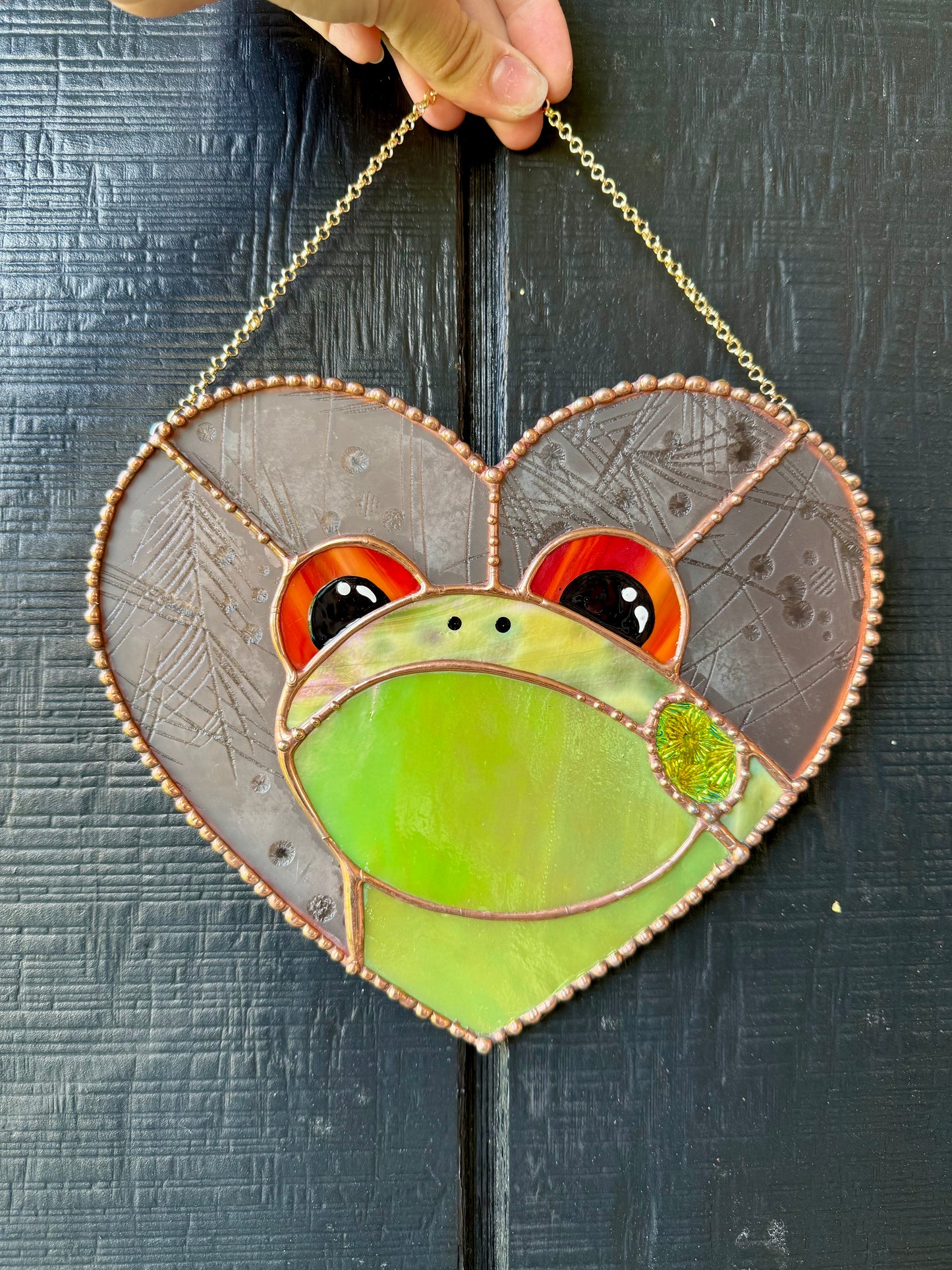 Lovely Frog Stained Glass Suncatcher