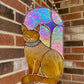 Orange Star Cat Stained Glass Suncatcher