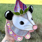 Pink Strawberry Opossum Stained Glass Suncatcher