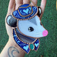 Blue Heart Cowboy Opossum Mini Stained Glass Suncatcher