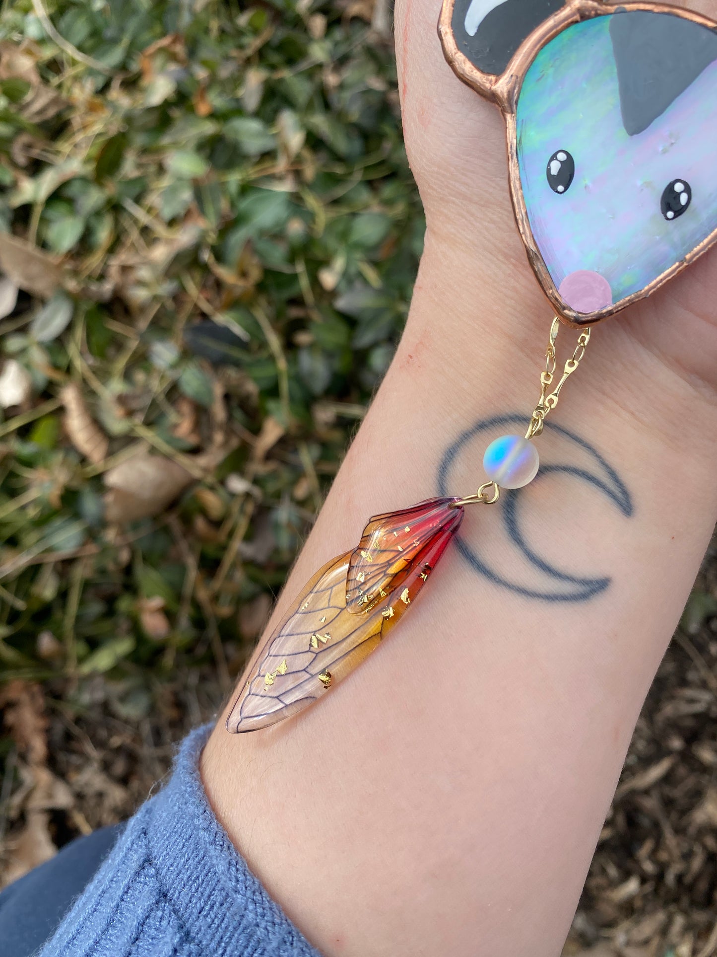 Enchanted Fairy Opossum Stained Glass Charm