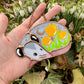 Sleepy Yellow Tulip Opossum Mini Stained Glass Suncatcher