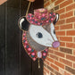 Pink Flower Cowboy Opossum Stained Glass Suncatcher